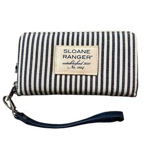 Sloan Ranger Nautical Zip Around‎ Wallet Wristlet Navy Beige
